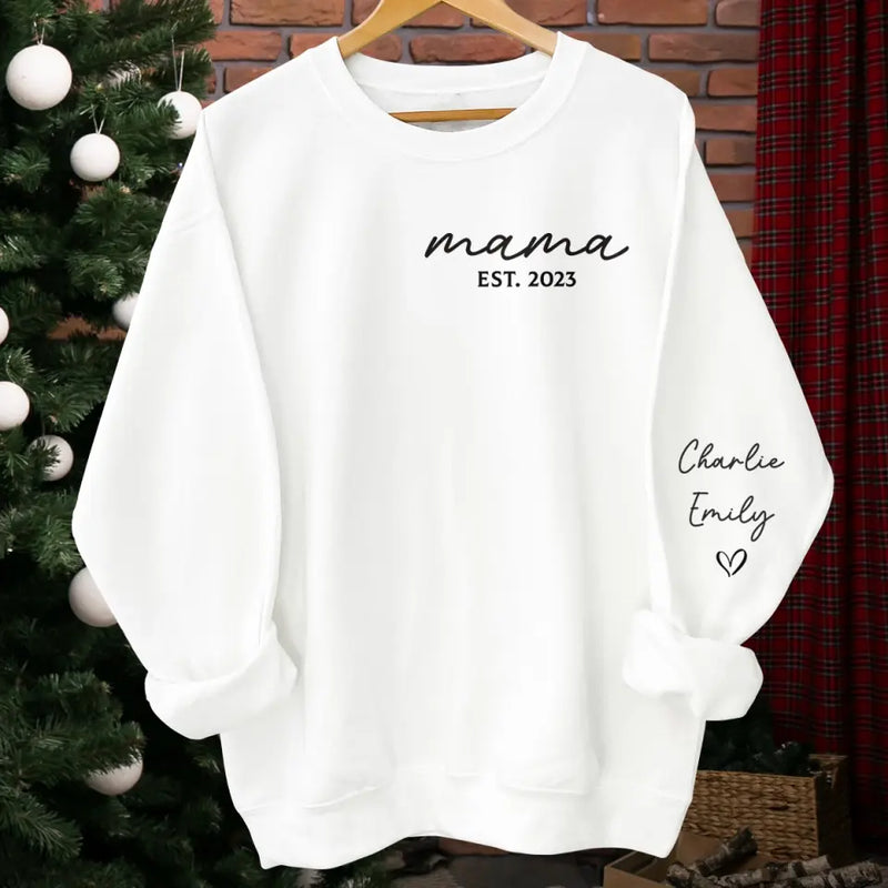 Mama Her Love is Unconditional - Family Personalized Custom Embroidered Sweatshirt - Gift For Mom, Grandma