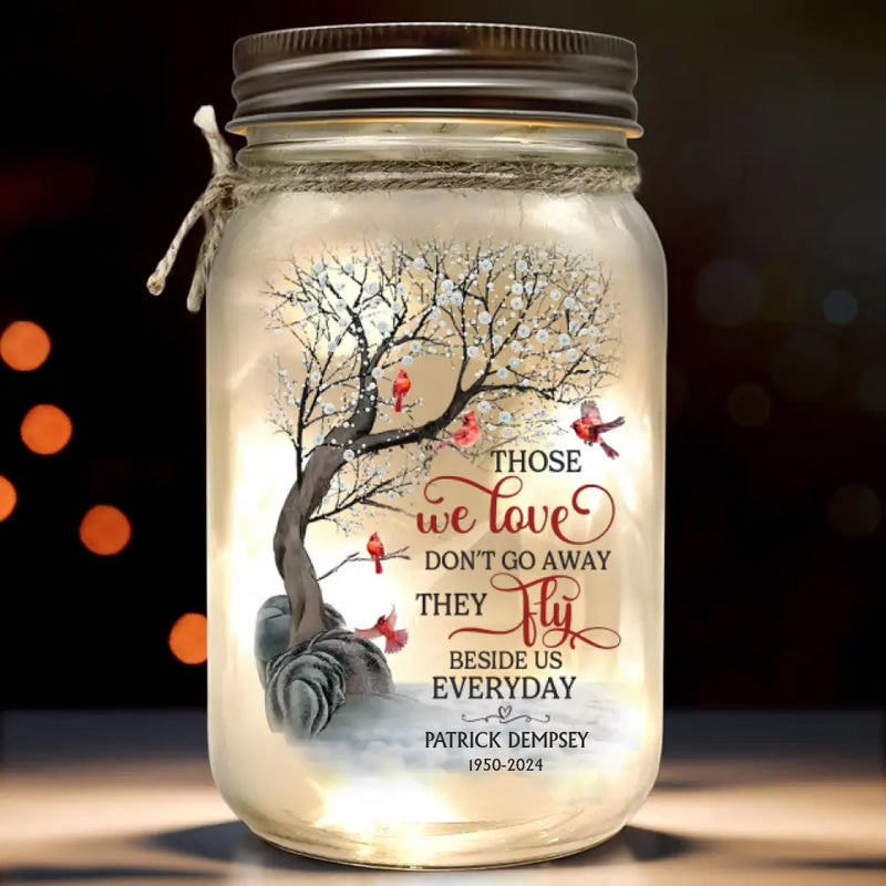 Custom Name Memorial Butterfly Decor - Personalized Mason Jar Light