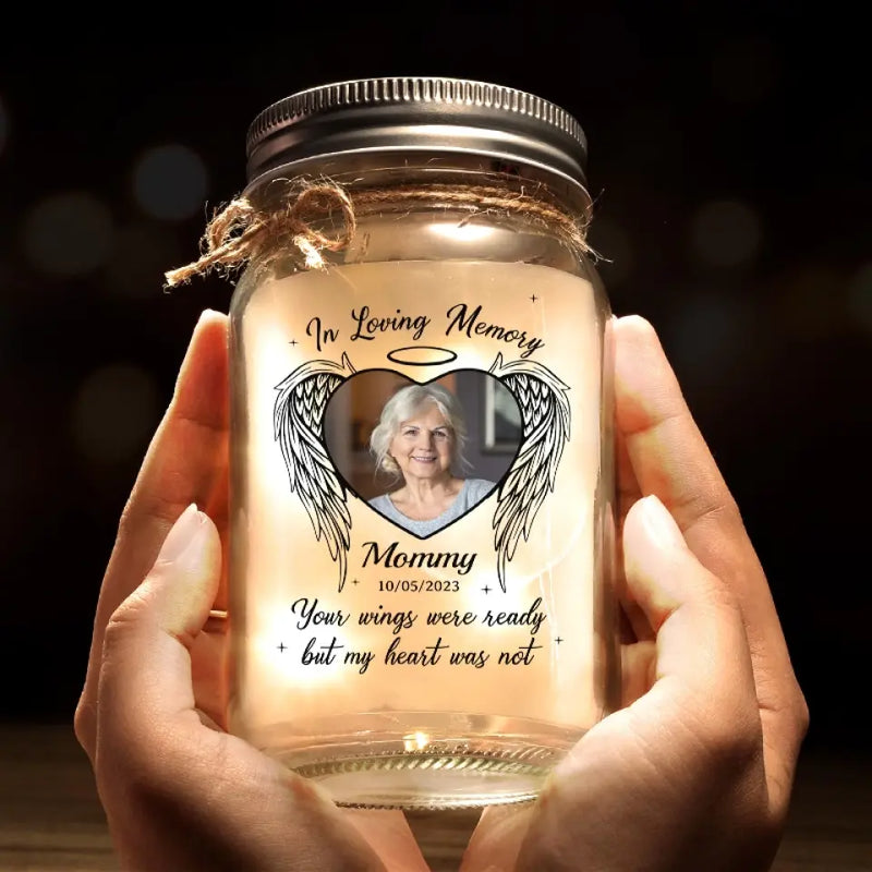 Custom Photo Memorial Gifts for Mom - Personalized Mason Jar Light