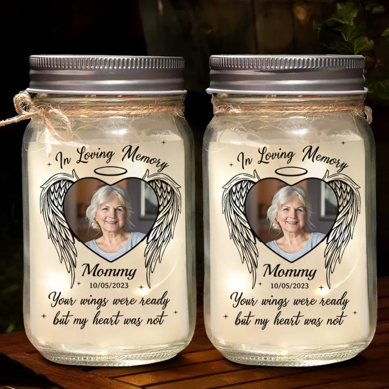 Custom Photo Memorial Gifts for Mom - Personalized Mason Jar Light