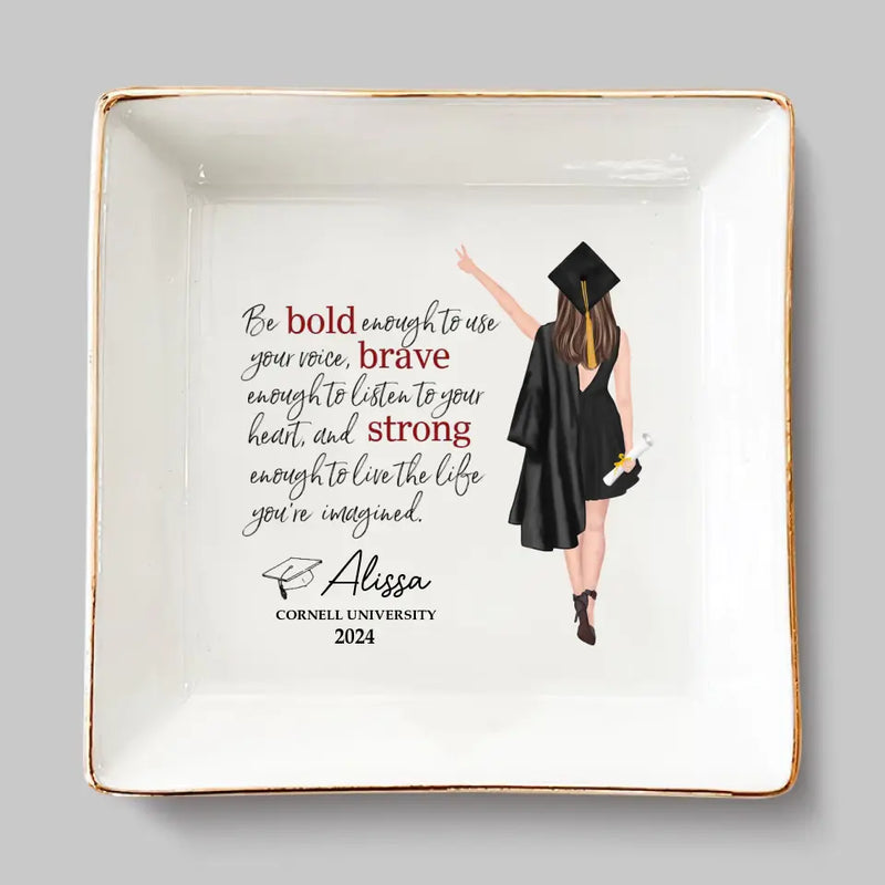 Dream Big And Just Go For It - Family Personalized Custom Jewelry Dish - Graduation Gift For Family Members, Siblings, Brothers, Sisters