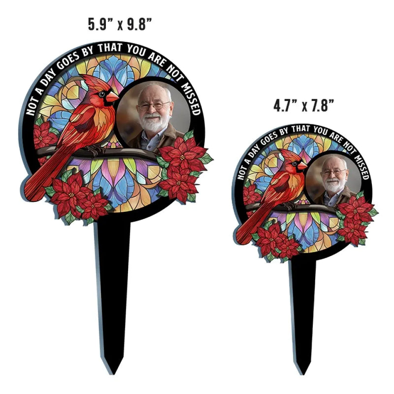 Custom Photo We're Always With You - Memorial Personalized Custom Stain Glass Style Acrylic Garden Stake - Sympathy Gift For Family Members