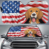 God Bless America - Dog & Cat Personalized Custom Auto Windshield Sunshade, Car Window Protector - 4th of July, Gift For Pet Owners, Pet Lovers