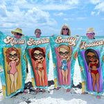 Custom Name Cartoon Beach Gifts for Women - Personalized Beach Towel