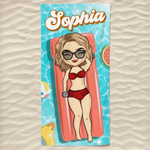 Custom Name Cartoon Beach Gifts for Women - Personalized Beach Towel