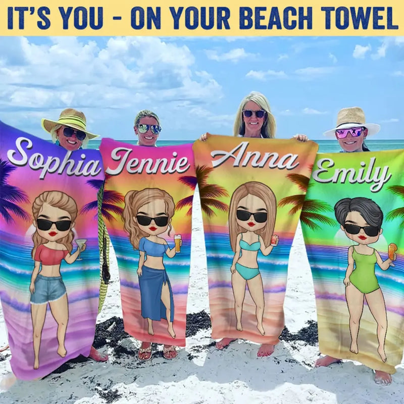 Custom Name Beach Girl Gifts for Women - Personalized Beach Towel