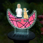 Custom Name Woman and Dog Memorial Decor - Personalized Garden Solar Light