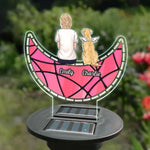 Custom Name Woman and Dog Memorial Decor - Personalized Garden Solar Light