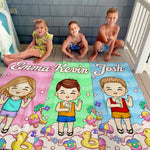 Custom Name Cartoon Kids Pool Gifts - Personalized Beach Towel