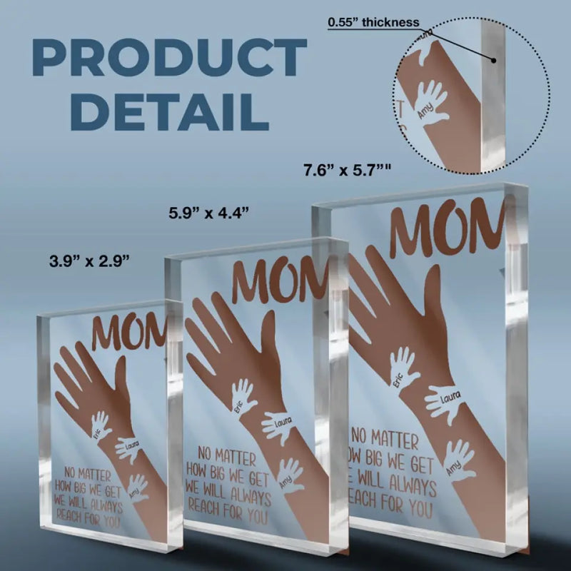Custom Name Mom Handprint Gifts - Personalized Shaped Acrylic Plaque