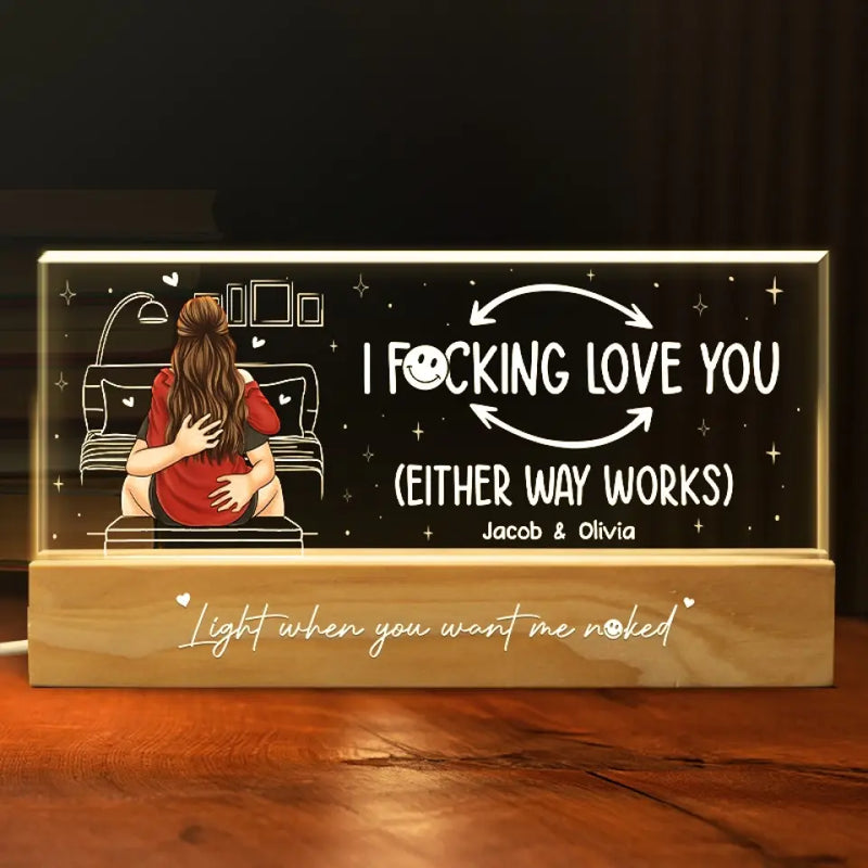 Two Heads, One Heart - Couple Personalized Custom Acrylic Letters 3D LED Night Light - Gift For Husband Wife, Anniversary