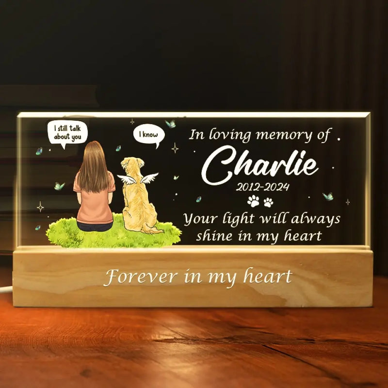 Custom Name Pet Memorial Gifts for Dog Lovers - Personalized Acrylic Letters Night Light