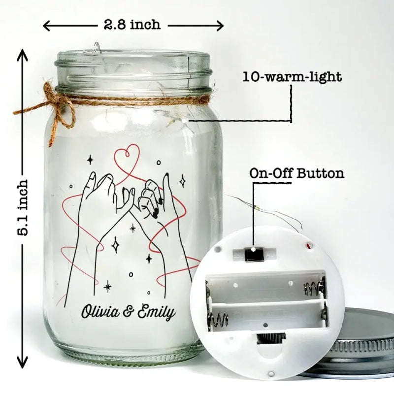 Custom Name Best Friend Gifts - Personalized Mason Jar Light