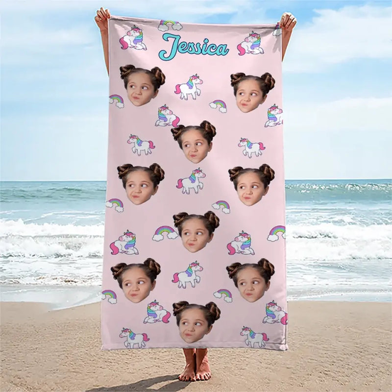 Custom Photo Let's Have An Unforgettable Summer - Family Personalized Custom Beach Towel - Summer Vacation Gift For Family Members