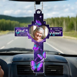 Custom Photo Memorial Butterfly Cross Decor - Personalized Car Ornament
