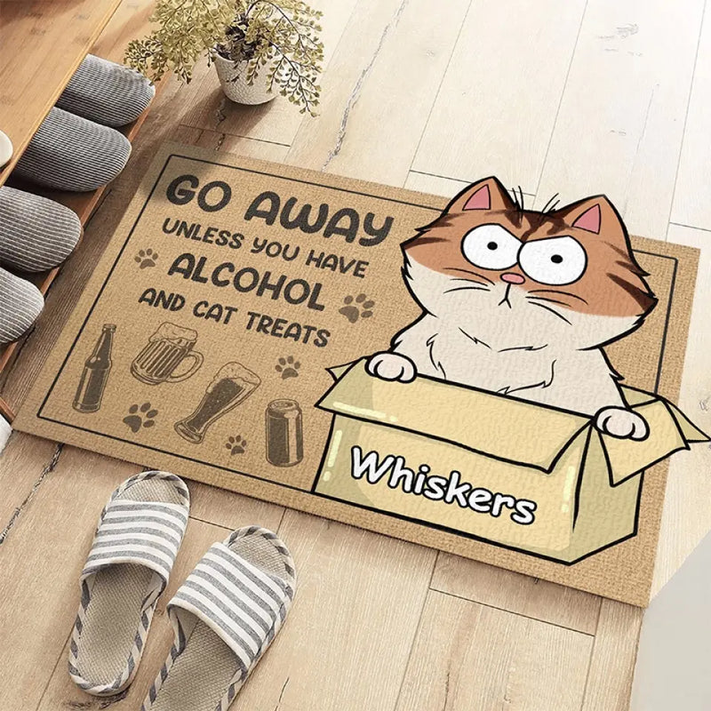 Funny Cat Alcohol Cat Treats Gifts for Cat Lovers - Shaped Doormat