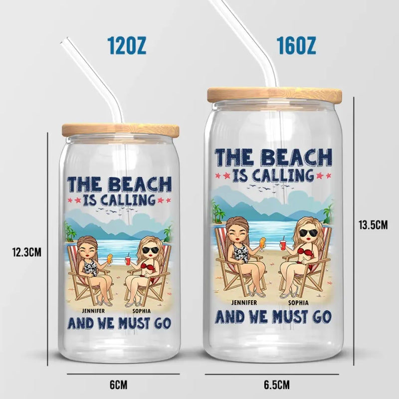 Custom Name Beach Besties Gifts for Women - Personalized Glass Cup