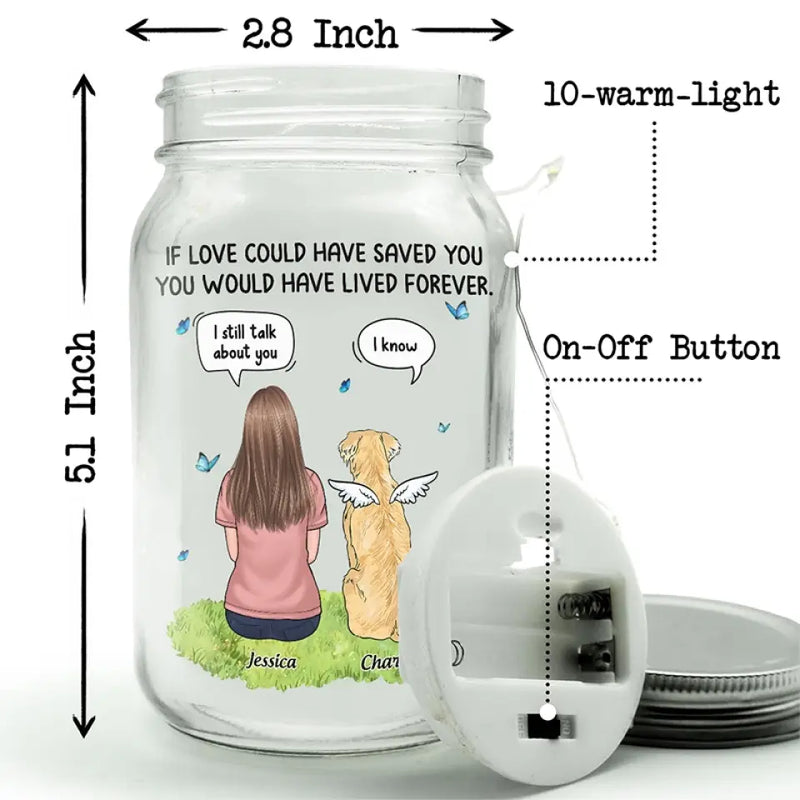 Custom Name Pet Memorial Gifts - Personalized Mason Jar Light