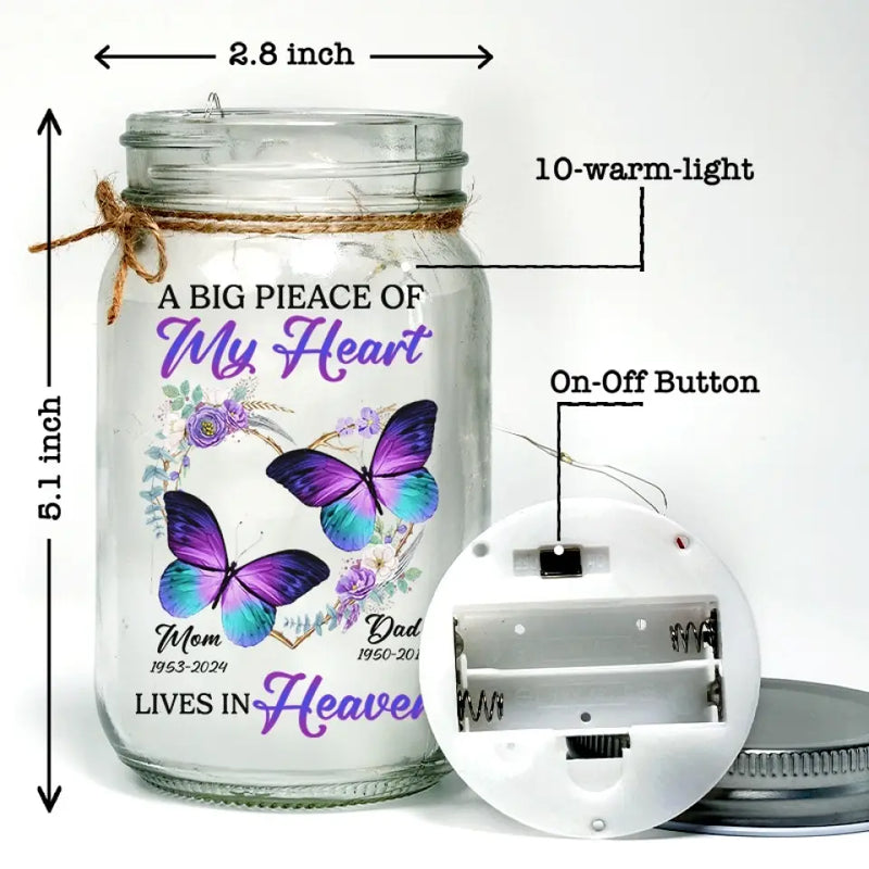 Your Memory Lives On - Memorial Personalized Custom Mason Jar Light - Sympathy Gift For Family Members