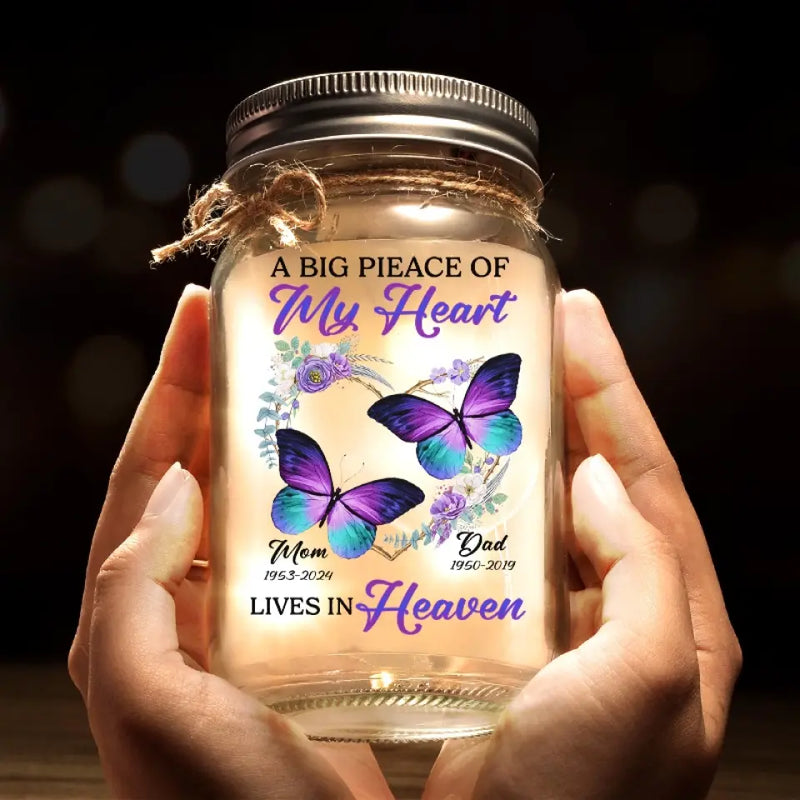 Custom Memorial Butterfly Remembrance Gift - Personalized Mason Jar Light