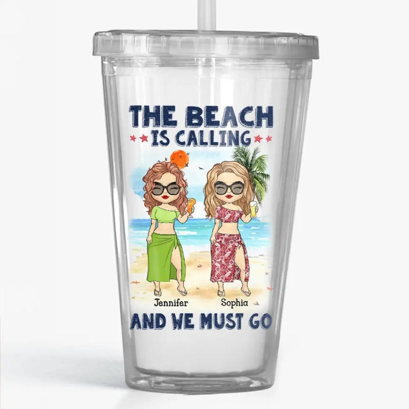 Custom Name Beach Gifts for Women - Personalized Clear Tumbler
