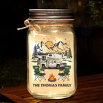 Custom Name Camping Family Gifts - Personalized Mason Jar Light