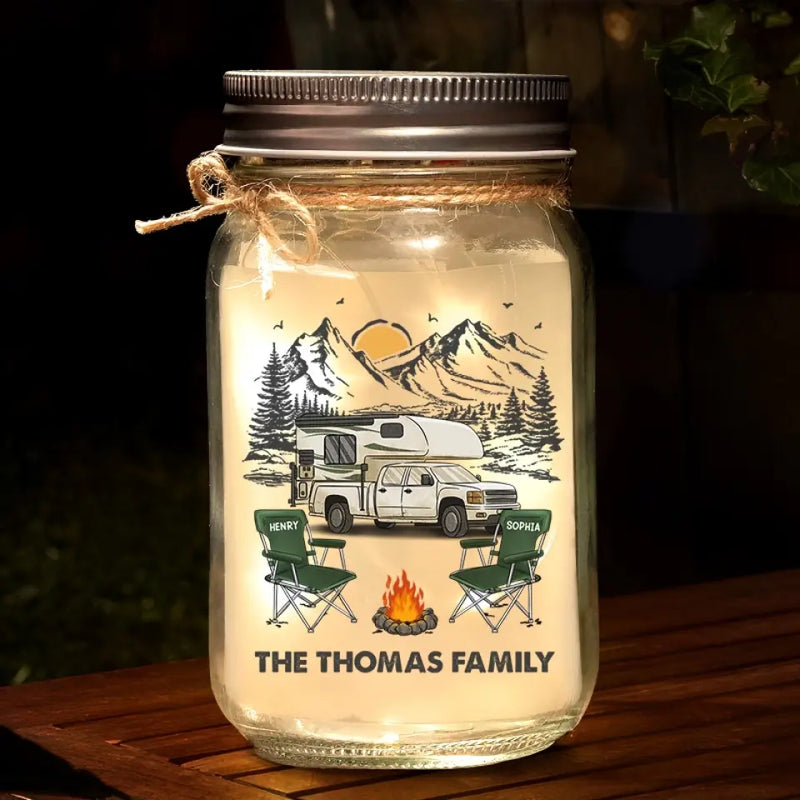 Find Your Wild - Camping Personalized Custom Mason Jar Light - Gift For Couple, Husband Wife, Camping Lovers