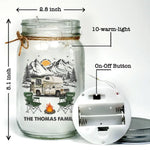 Custom Name Camping Family Gifts - Personalized Mason Jar Light