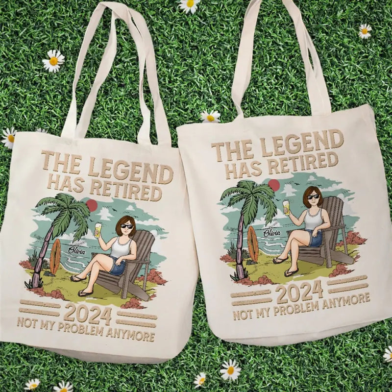The Legend Has Retired - Personalized Custom Tote Bag - Appreciation, Retirement Gift For Coworkers, Work Friends, Colleagues