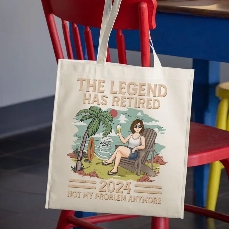 Custom Name Retirement Beach Gifts for Women - Personalized Tote Bag