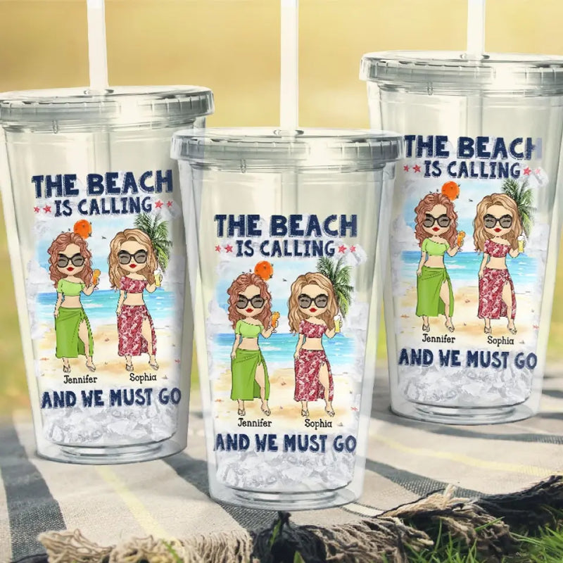 Custom Name Beach Gifts for Women - Personalized Clear Tumbler