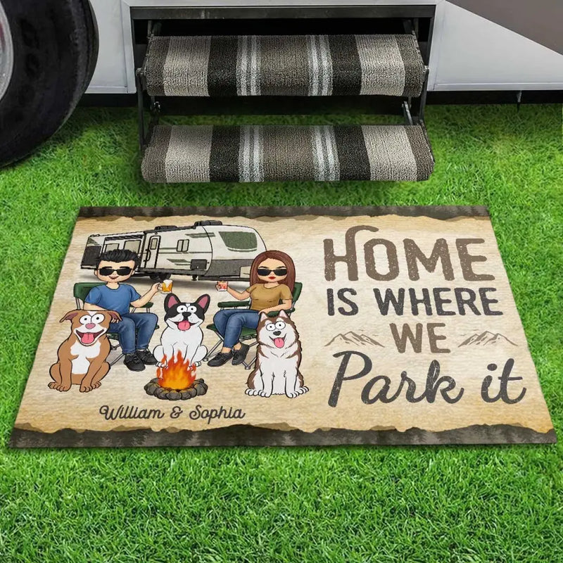 Custom Name RV Camping Gifts for Dog Lovers - Personalized Doormat