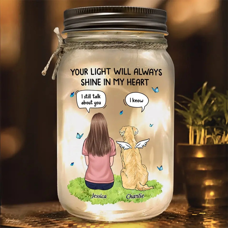 Custom Name Pet Memorial Gifts - Personalized Mason Jar Light
