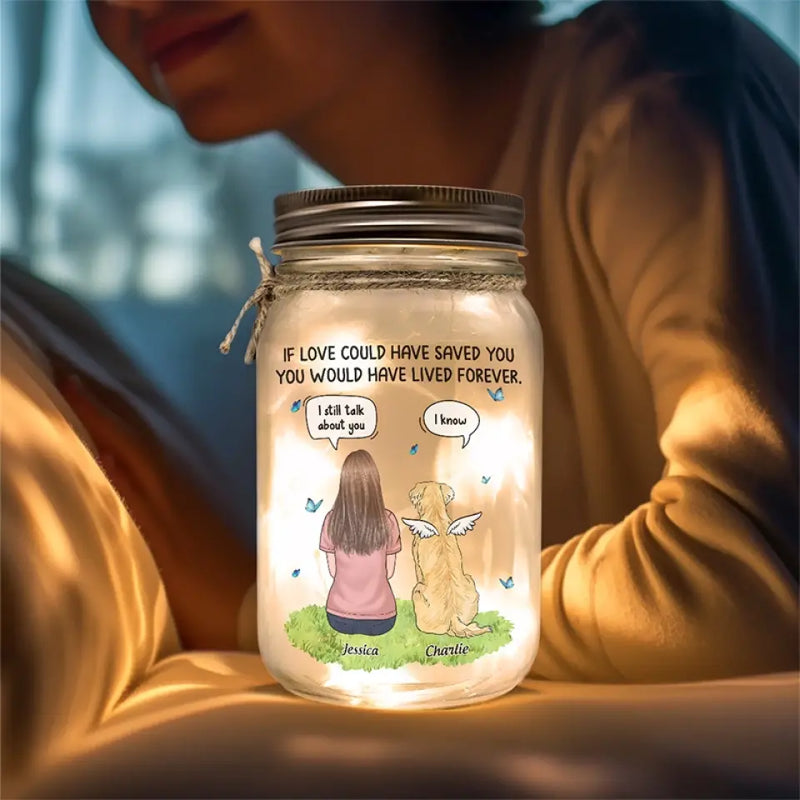 Custom Name Pet Memorial Gifts - Personalized Mason Jar Light