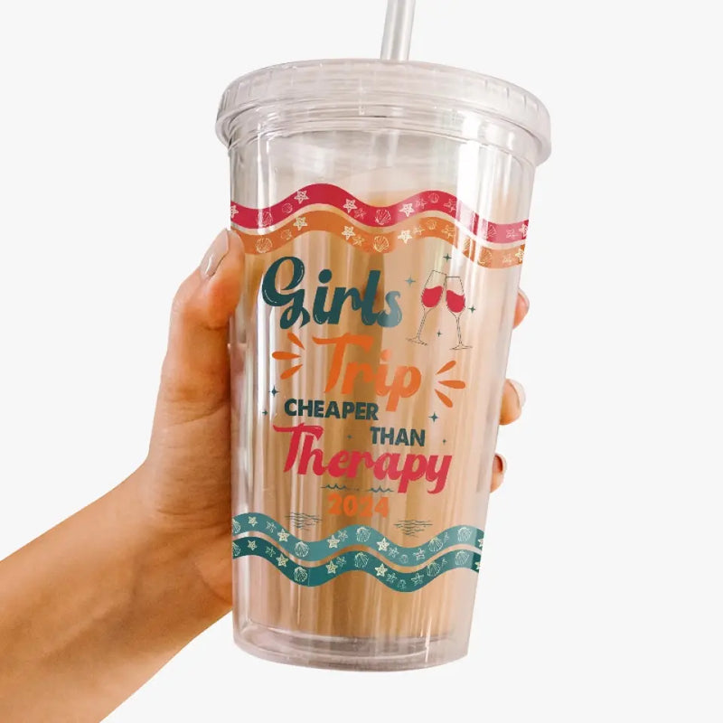 Good Times And Crazy Friends Make The Best Memories - Bestie Personalized Custom Clear Acrylic Tumbler - Summer Vacation Gift For Best Friends, BFF, Sisters