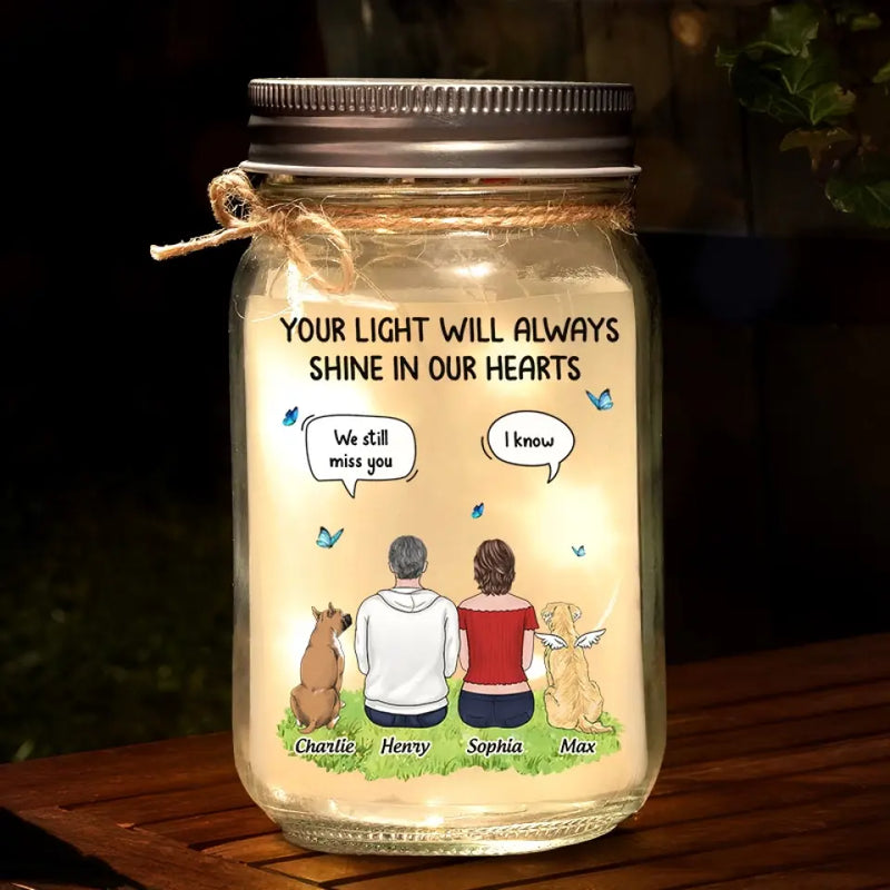 Custom Name Memorial Gifts for Family - Personalized Mason Jar Light