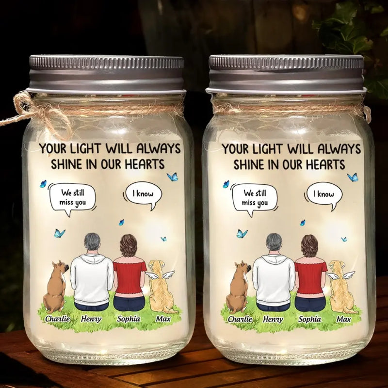 Custom Name Memorial Gifts for Family - Personalized Mason Jar Light