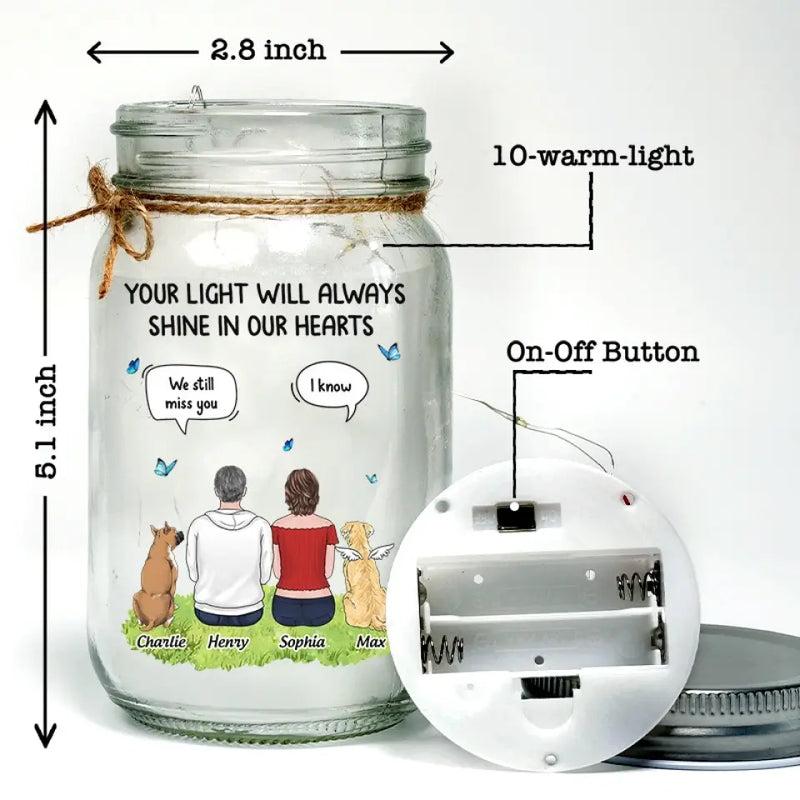 Custom Name Memorial Gifts for Family - Personalized Mason Jar Light