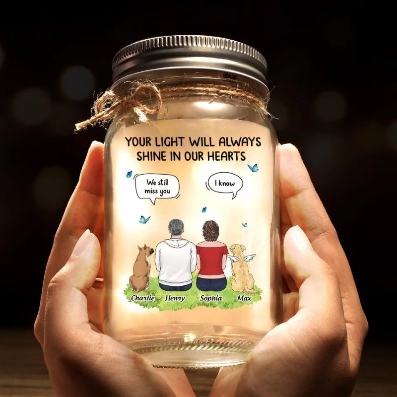 Custom Name Memorial Gifts for Family - Personalized Mason Jar Light