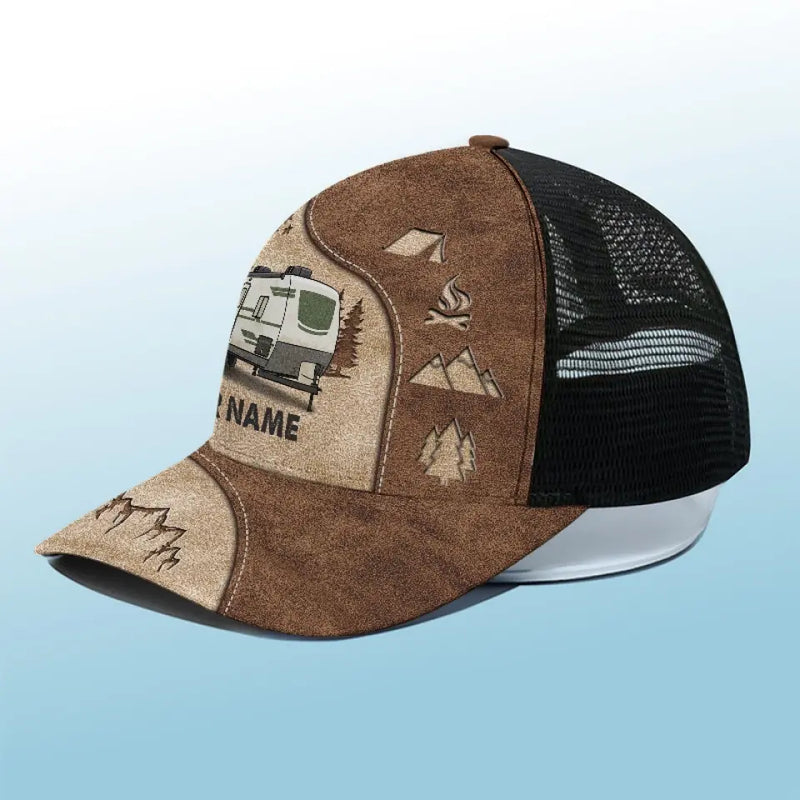 Custom Name RV Camping Gifts for Travelers - Personalized Mesh-Back Baseball Cap