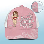 Custom Name Beach Hair Don't Care Gifts for Women - Personalized Mesh-back Baseball Cap