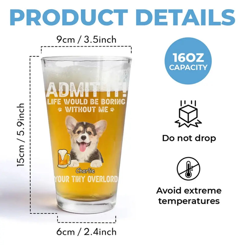 Custom Name Funny Dog Lover Gifts - Personalized Beer Glass