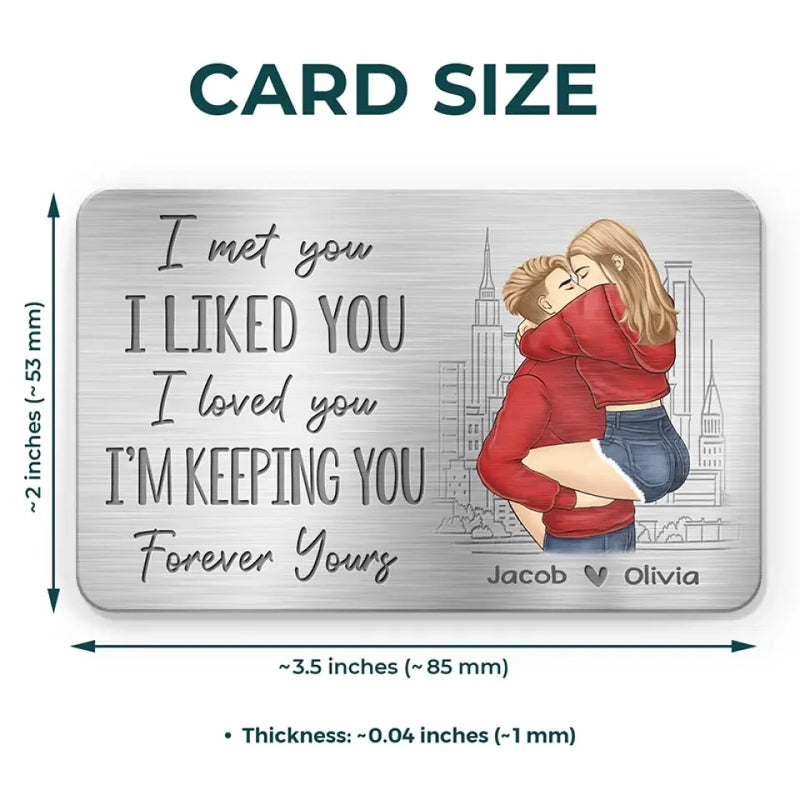 I Met You, I Liked You, I Loved You - Couple Personalized Custom Aluminum Wallet Card - Gift For Husband Wife, Anniversary