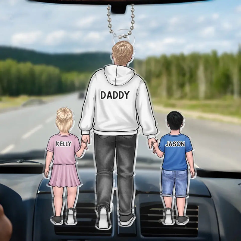 Custom Name Dad and Kids Family Gifts - Personalized Car Ornament
