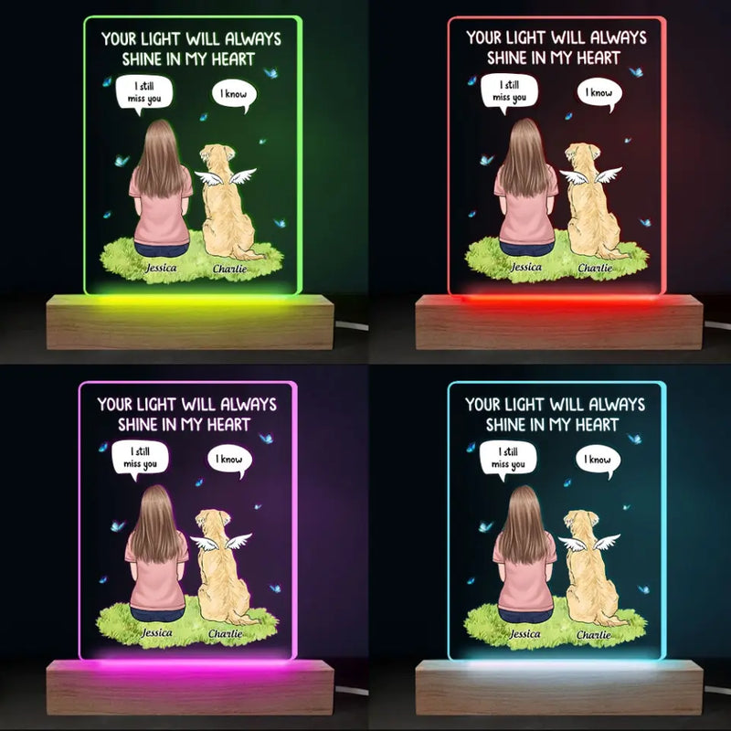 Custom Name Pet Memorial Gifts for Dog Lovers - Personalized Acrylic LED Light