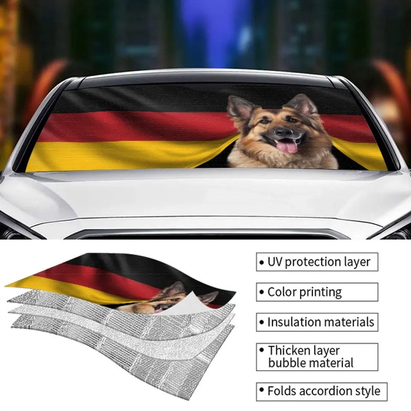 Canadian Flag Golden Retriever Patriotic Car Decor - Auto Sunshade