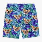 Corgi Tropical Leaf Beach Shorts for Dog Lovers
