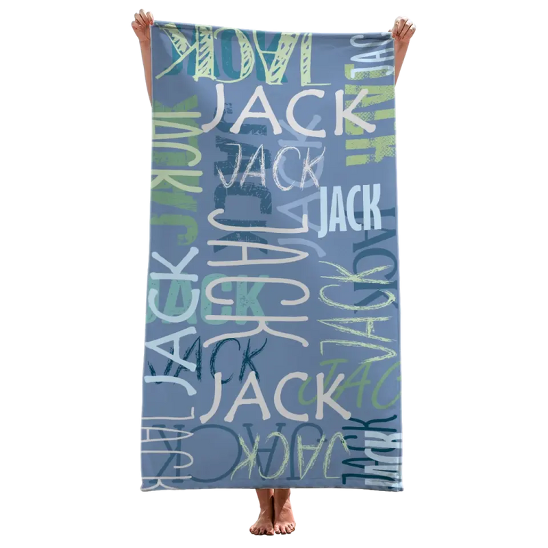 Custom Name Handwritten Typography Design - Personalized Beach Towel