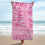 Custom Name Handwritten Typography Design - Personalized Beach Towel
