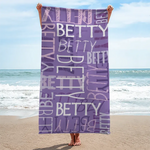 Custom Name Handwritten Typography Design - Personalized Beach Towel